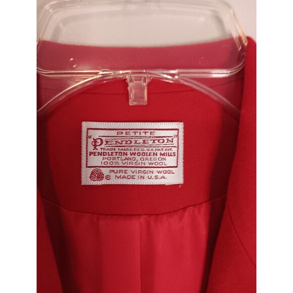 Vintage Pendleton 100% Virgin Wool Red Blazer Sz 10 Petite Gold Button - Picture 2 of 5